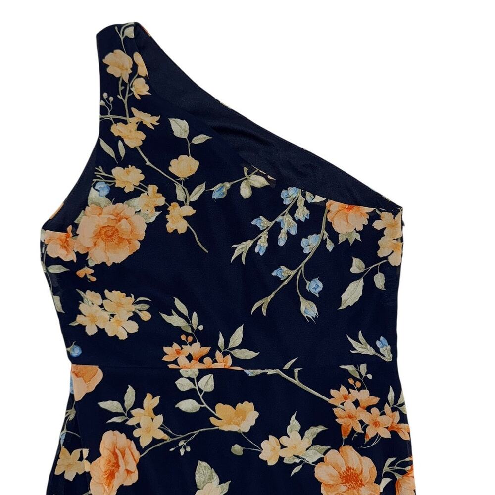 NEW BNWT Lulus Elegant Admiration Navy Floral One Shoulder Maxi Dress Sz Small - Picture 9 of 11